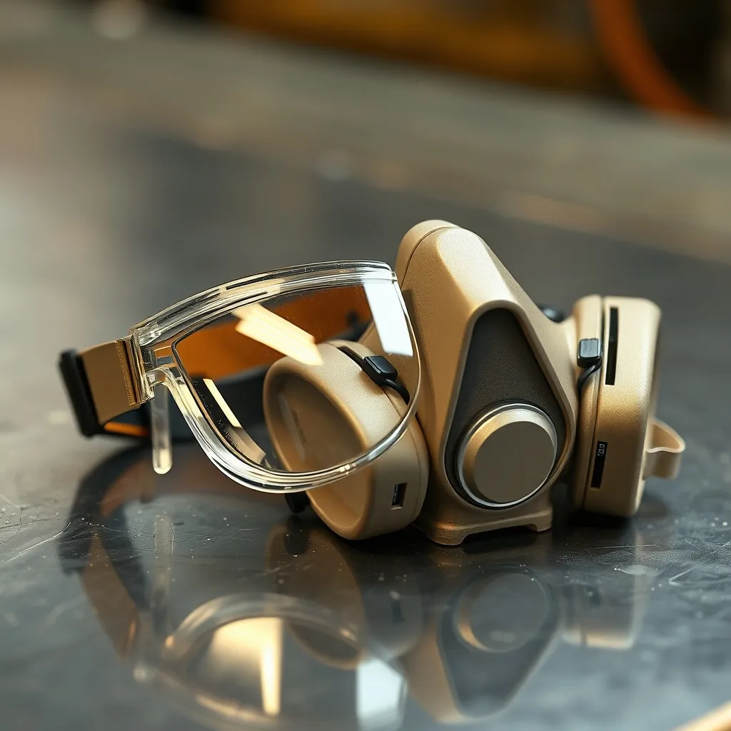 Detailed technical photo of high-end industrial safety goggl